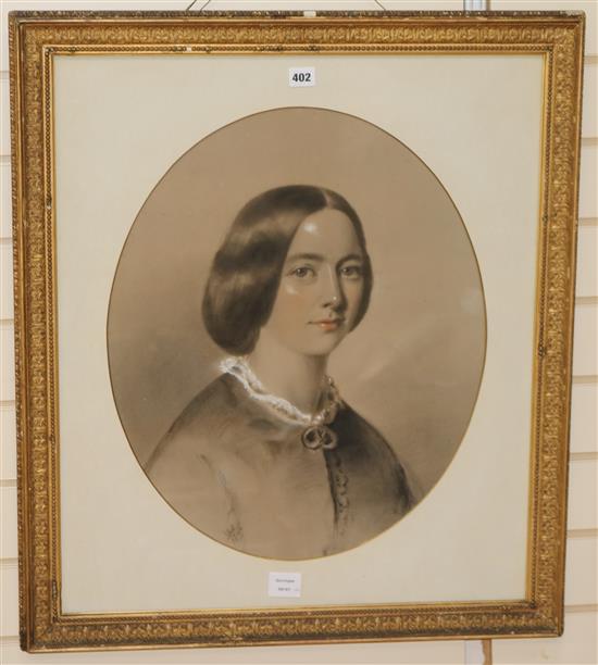 G. Hall 1854, pastel, portrait of a lady, signed 56 x 47cm.